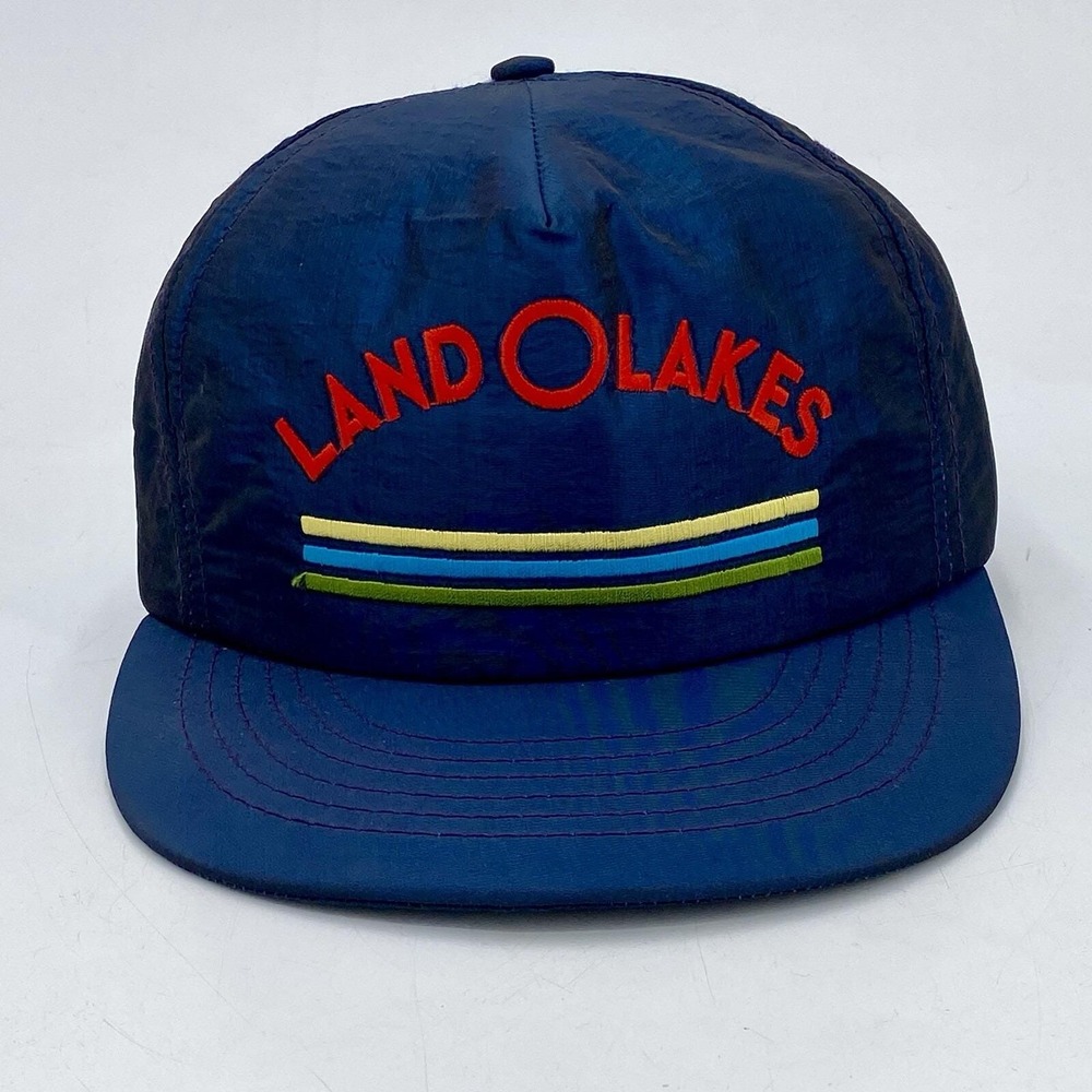 Vintage LAND O LAKES Iridescent Blue‎ Snapback Trucker Hat USA Made